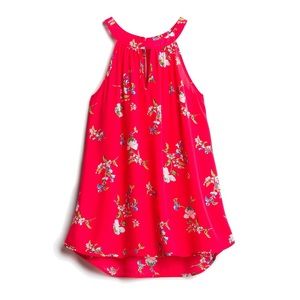 Papermoon Red Floral Keyhole Halter Blouse